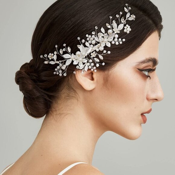 Wedding Hair Clip Comb Handmade Bridal Hair Accessories Silver Romantic main image 8